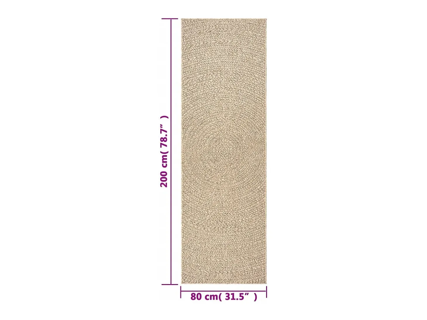 Alfombra ZIZUR apariencia de yute interior y exterior 80x200 cm