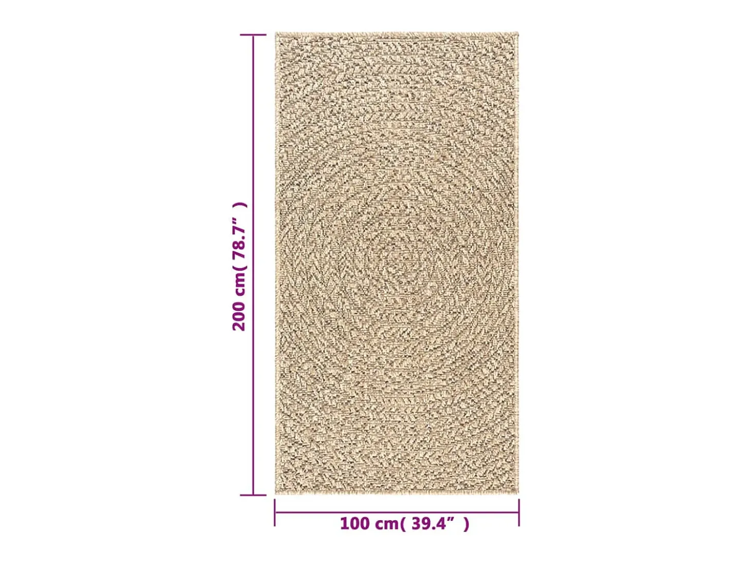 Alfombra ZIZUR apariencia de yute interior exterior 100x200 cm