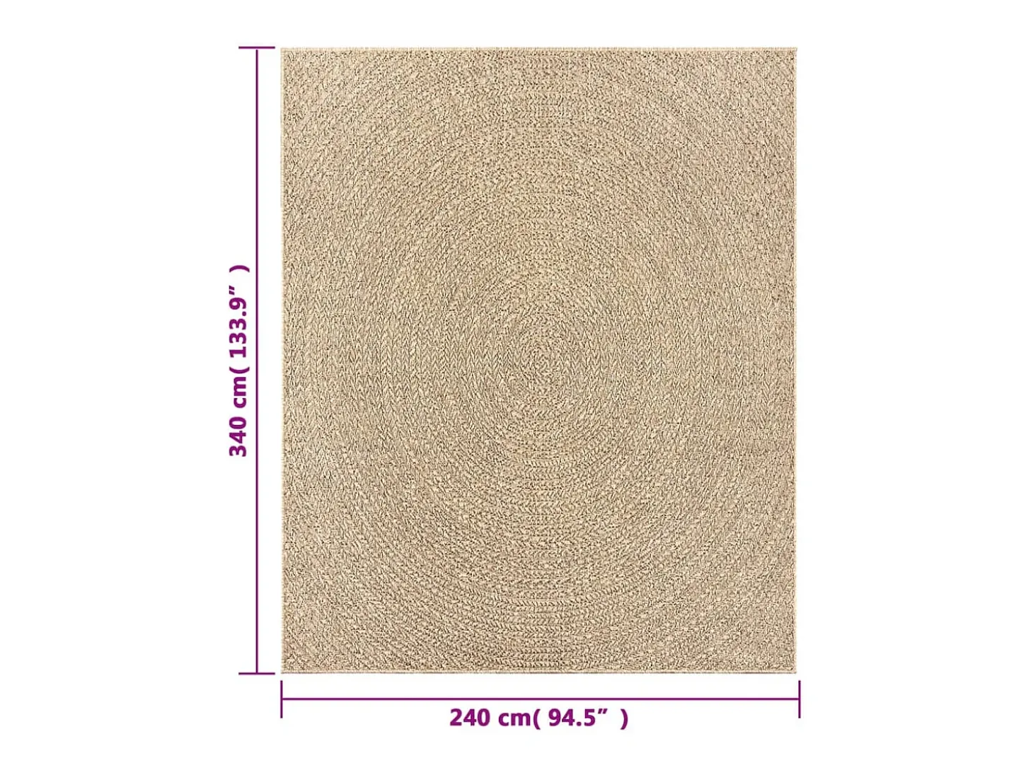 Alfombra ZIZUR apariencia de yute interior exterior 240x340 cm