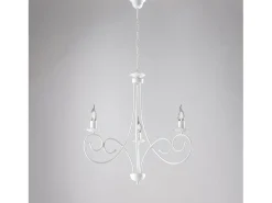 Alma - Lámpara de araña de hierro lacado en blanco con decoración. Lámpara de techo efecto shabby chic 3 luces 120 - Ø50 - BL130-3-BCO