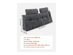 Almohada de Lectura SucceBuy con Bolsillos Laterales y Apoyacabezas, Almohada de Cabecera, Almohada en Flanela Lavable, Soporte Cómodo para Leer