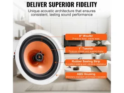 Altavoces de Techo SucceBuy Lote de 4 100 W 8 Pulgadas, Montaje Empotrado, Sistema de Altavoces Empotrados en Techo y Pared