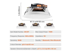 Altavoces de Techo SucceBuy Lote de 4 Bluetooth 17cm 150 W de Montaje Empotrado en la Pared, Sistema de Altavoces Empotrados en Techo y Pared