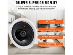 Altavoces de Techo SucceBuy Lote de 4 Bluetooth 17cm 150 W de Montaje Empotrado en la Pared, Sistema de Altavoces Empotrados en Techo y Pared