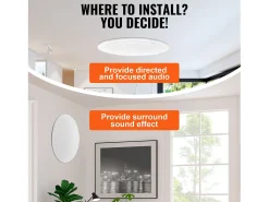 Altavoces de Techo SucceBuy Lote de 2 50 Vatios 20cm, Montaje Empotrado, Sistema de Altavoces Empotrados en Techo y Pared