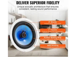 Altavoces de Techo SucceBuy Lote de 2 50 Vatios 20cm, Montaje Empotrado, Sistema de Altavoces Empotrados en Techo y Pared