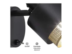Aplique a pared modelo Vasil acabado negro, 13cm(alto) 109cm(ancho) 17cm(fondo)