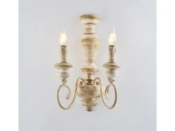 Aplique Cascina en madera y hierro blanco y gris tórtola 2 luces .25 P.18 BL265-AP2-BT