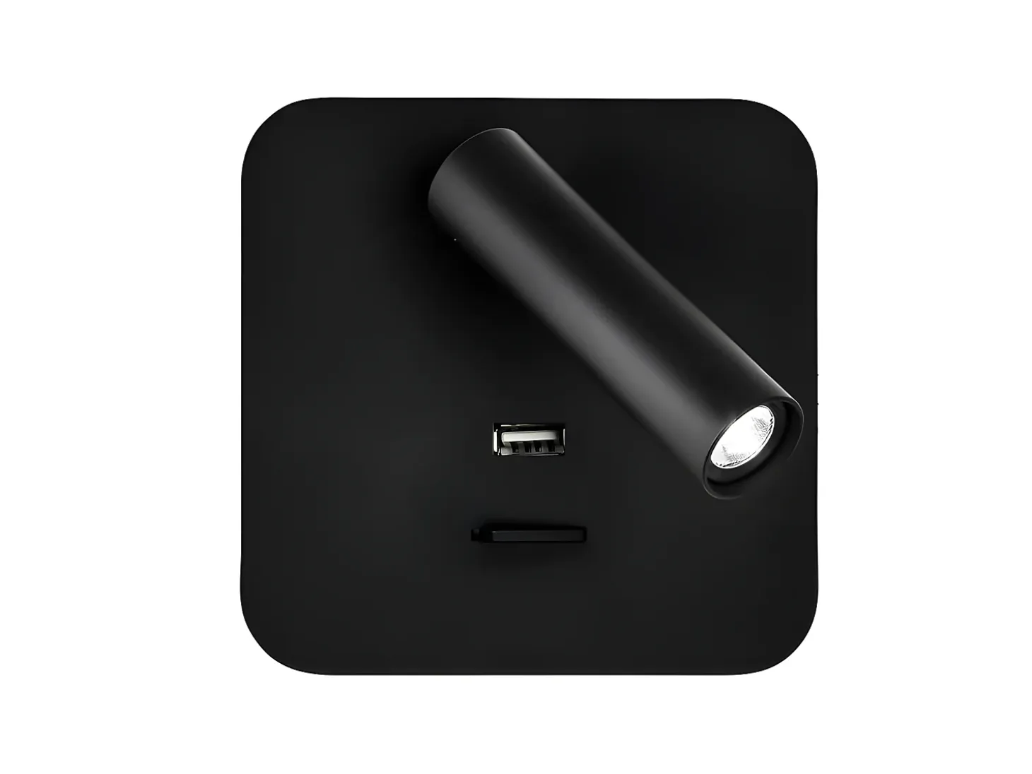 Aplique Cuadrado Color Negro Modelo Giotto Puerto Usb Orientable