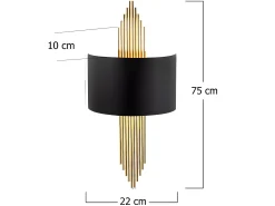 Aplique de metal - lámpara Ancho 22 x Alt. 75 cm - Negro y dorado - SANGARIUS