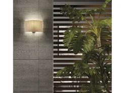 Aplique de pared Amsterdam de estilo clásco- Alt. 21 cm - interior- acero y niquel satinado- pantalla cinta plisada beige- E27 Ø45 Máx. 40W- IP20