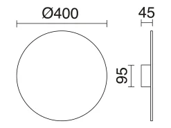 Aplique de pared CIRCULAR estilo moderno y versátil - D.ø40 cm - LED SMD 28W - 3020lm y 3k - aluminio y negro