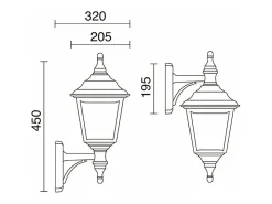 Aplique de pared CLIC CLAC 4 estilo clásico - Alt. 45 cm x anchura 32 cm- E27 42W - poliamida - ip44 - negro