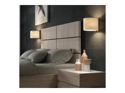 Aplique de pared COMPACT estilo moderno en madera - D. 20 cm - E27 40W - ø45 - ip20 - madera y algodón beige