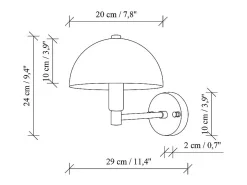 Aplique de pared con forma de seta en metal efecto latón - A. 29 x D. 20 cm - ELDO