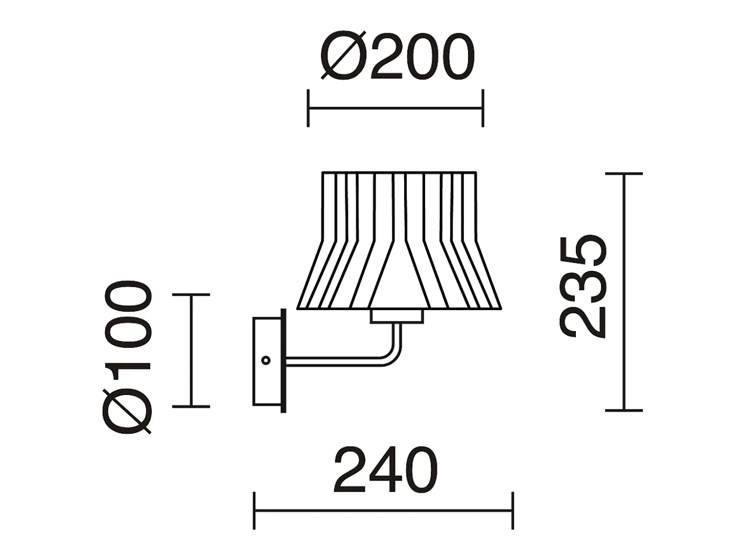Aplique de pared CORA estilo clásico - Alt. 23,5 cm - E27 40W - pantalla cinta plisada ø20 cm - acero y negro - IP20