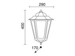 Aplique de pared ELITE 6 estilo clásico - Alt. 40,5 cm - E27 42W - Cristal mate - IP44 - aluminio y negro