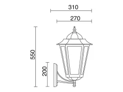 Aplique de pared ELITE 6 estilo clásico - Alt. 55 cm x Anchura 34 cm - E27 42W - Cristal transparente - IP44 - aluminio y blanco
