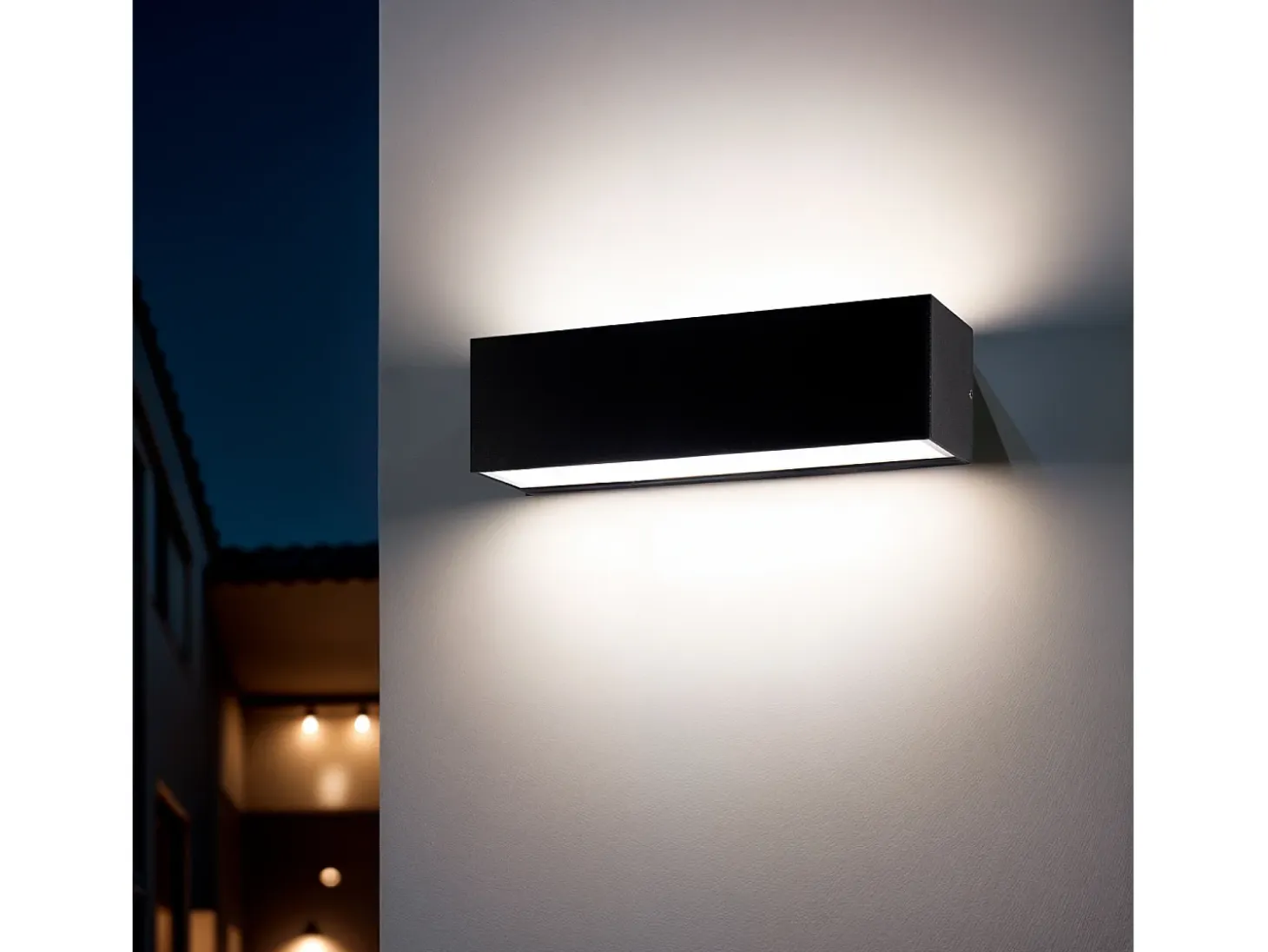 Aplique de Pared Exterior LED 10W Iluminación Doble Cara Rectangular Negro Lena 4000K Blanco Neutro