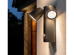 Aplique de Pared Exterior LED 12W Aluminio con Sensor de Movimiento PIR Abel Dos Focos Gris Oscuro