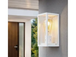 Aplique de Pared Exterior Aluminio y Cristal Atrium Blanco