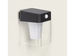 Aplique de Pared Exterior Solar LED 1,5W Aluminio con Sensor de Movimiento Efren Square Negro