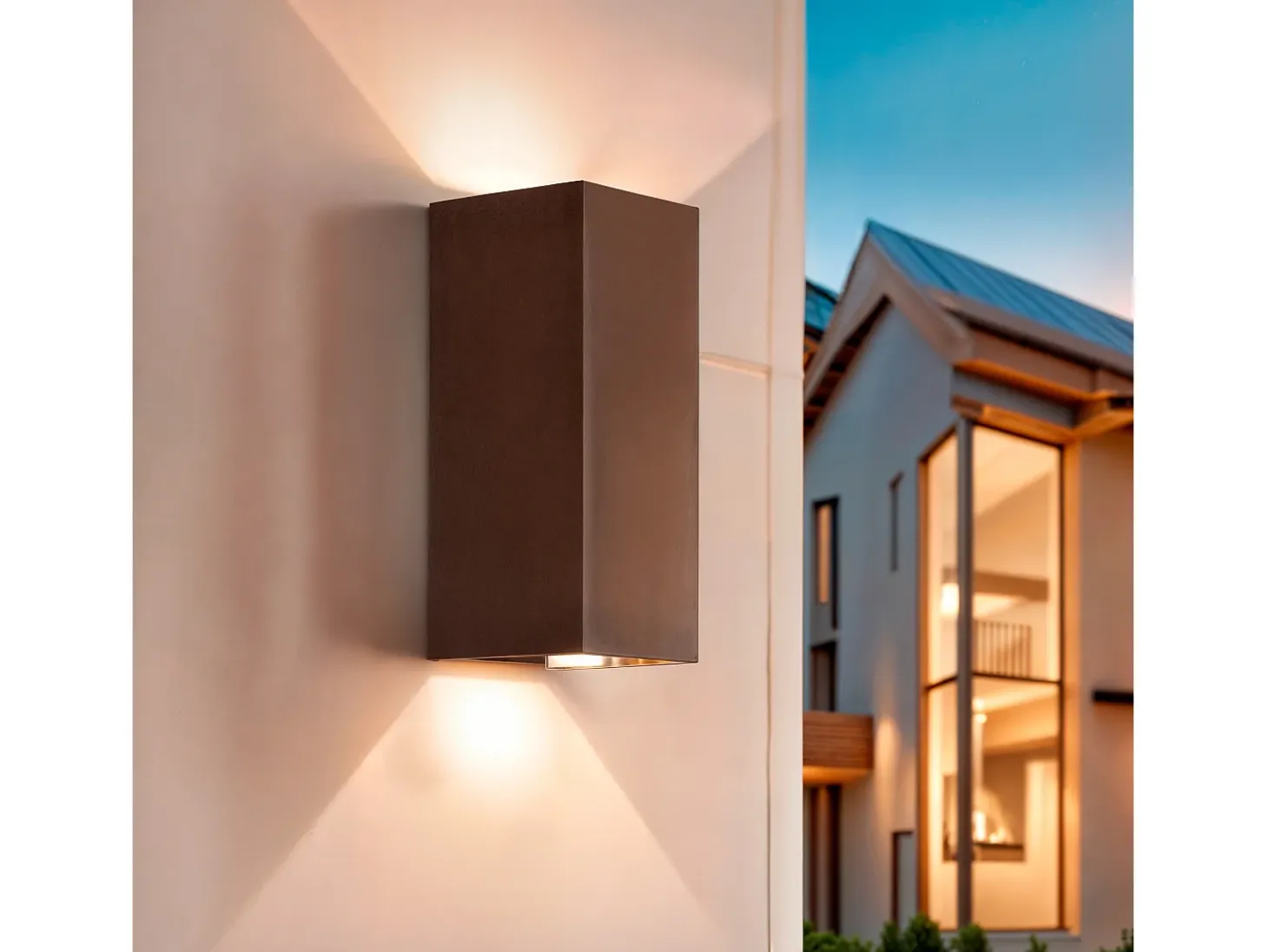 Aplique de Pared Exterior LED 10W Aluminio Iluminación Doble Cara CCT Seleccionable Denny Square Large Óxido