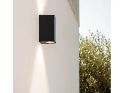 Aplique de Pared Exterior Aluminio Iluminación Doble Cara Negro Miseno