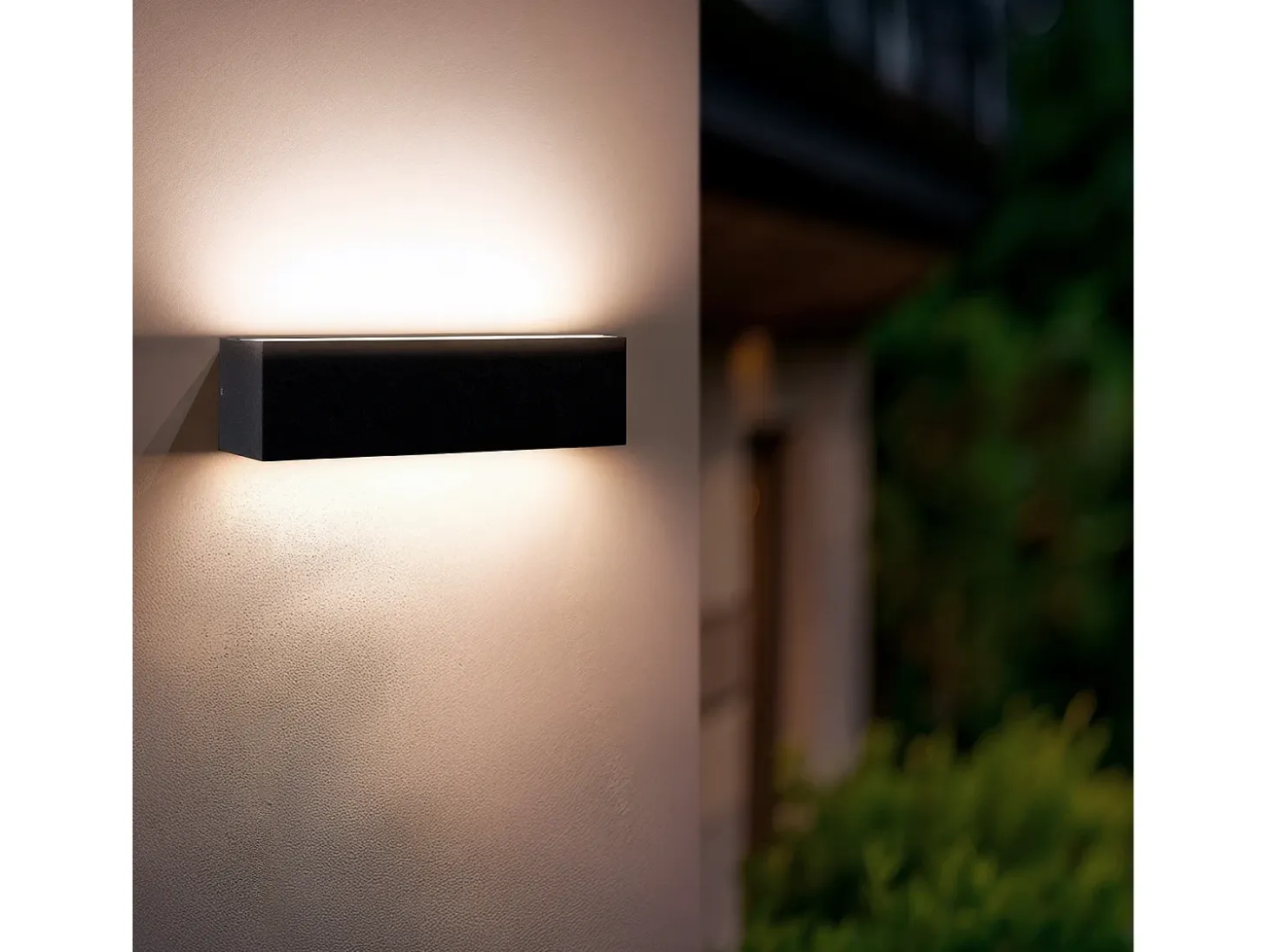Aplique de Pared Exterior LED 10W Iluminación Doble Cara Rectangular Negro Lena 2700K Blanco Cálido