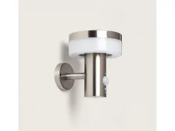 Aplique de Pared Exterior Solar LED 1,5W Acero Inoxidable con Sensor de Movimiento Ashier Plateado