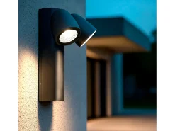 Aplique de Pared Exterior LED 12W Aluminio Abel Dos Focos Gris Oscuro