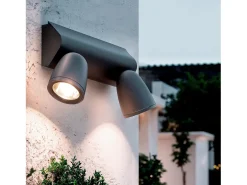 Aplique de Pared Exterior LED 12W Aluminio Abel Large Dos Focos Gris Oscuro