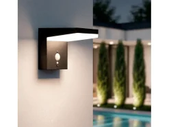 Aplique de Pared Exterior Solar LED 5W Aluminio con Sensor de Movimiento Edwan Negro