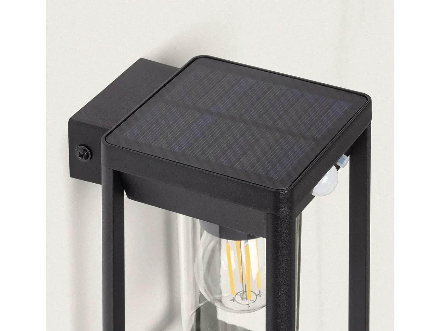 Aplique de Pared Exterior Solar LED 2W Aluminio con Sensor de Movimiento Devah Negro