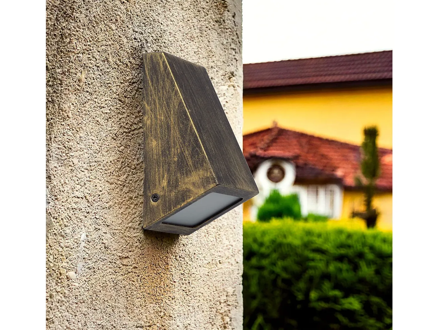 Aplique de Pared Exterior Metal y Cristal Ruzafa Negro / Dorado