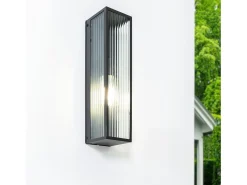 Aplique de Pared Exterior Metal y Cristal Taiga Negro
