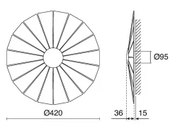 Aplique de pared EYE estilo moderno - D. ø42 cm- small - interior- LED SMD- 14W- small- 3000K- negro y madera natural