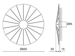 Aplique de pared EYE estilo moderno - D. ø62 cm - interior- LED SMD- 14W- small- 3000K- negro y madera oscura