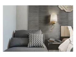 Aplique de pared FIRENZE estilo clásico - Alt. 43 cm - E27 60W + LED SMD 3W - 1x on&off - acero y algodón - niquel satinado y blanco - IP20