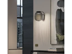 Aplique de pared KRISTA estilo clásico - LED SMD AC 10W - 830lm y 2700K - pantalla cristal ø18,3 cm - acero y verde