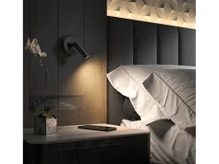 Aplique de pared MINIMAL estilo moderno y versátil - D. 9,5 cm - LED SMD 3W - 200lm y 3K - on&off - 300º y 90º grados - acero y negro
