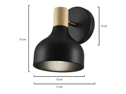 Aplique de pared modelo Arán acabado negro 18 cm(alto) 13 cm(ancho) 13 cm(fondo