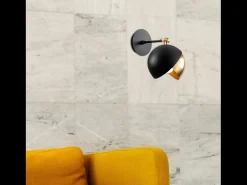 Aplique de pared negra y dorada de metal ROMY - Diseño elegante esférico
