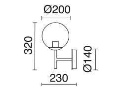 Aplique de pared OXY estilo clásico y atemporal - D. 20 cm x Alt. 32 cm - esfera transparente ø20 - interior -E27 40W - IP40 - acero - blanco y negro