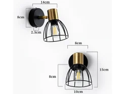 Aplique de pared para interior Nettlife, estilo vintage, negro, foco de pared de una bombilla, lámpara de pasillo, casquillo E14 (bombilla no incluida)