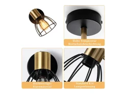 Aplique de pared para interior Nettlife, estilo vintage, negro, foco de pared de una bombilla, lámpara de pasillo, casquillo E14 (bombilla no incluida)