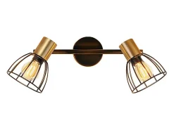 Aplique de pared para interior Nettlife, vintage, casquillo E14, negro, giratorio 350°, de metal, con 2 luces (bombillas no incluidas)