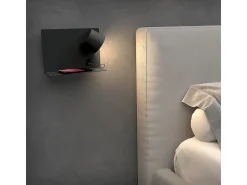 Aplique de pared SERENE estilo moderno - LED SMD 6W - 732lm Y 3K - IP20 - 350º - on&off y USB - RIGHT -acero y negro