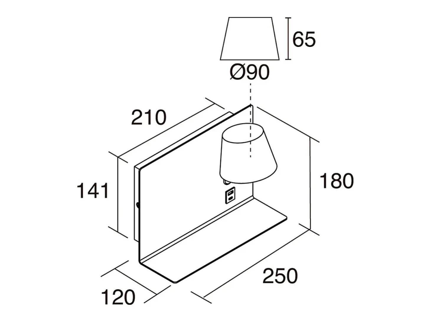 Aplique de pared SERENE estilo moderno - LED SMD 6W - 732lm Y 3K - IP20 - 350º - on&off y USB - LEFT -acero y negro