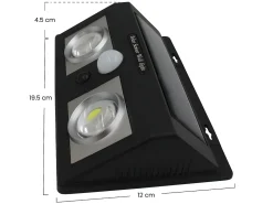 Aplique de Pared Solar LED 2 Luces con Sensor Crepuscular y Movimiento Negro 7500K 20000H 7hSevenOn